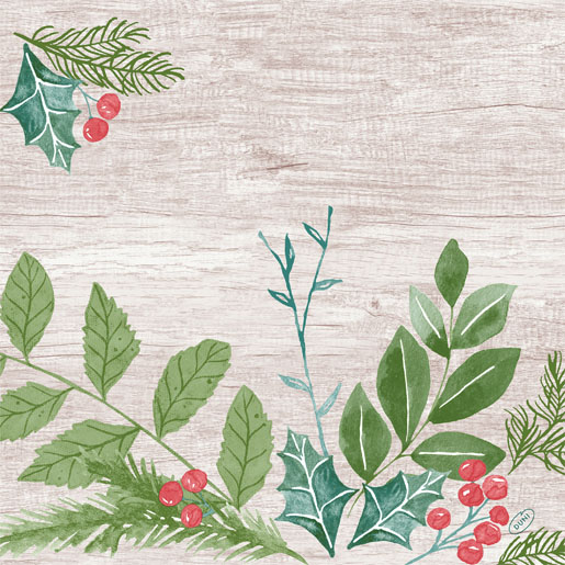 Servilleta tisú 40 x 40 cm Winter Greenery, 300 unid./caja (6 x 50 unid.)