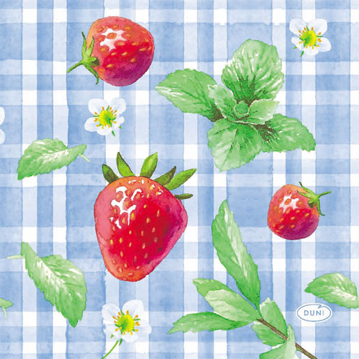 Tissue serviet 24 x 24 cm Strawberry Picnic 3-lags, 240 Stk/kart (12 x 20 Stk)