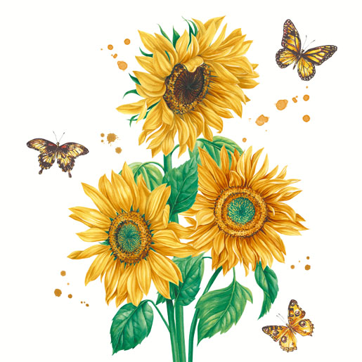 Tissue Napkin 33 x 33 cm Sunshine bloom 3-ply, 240 pcs/box (12 x 20 pcs)