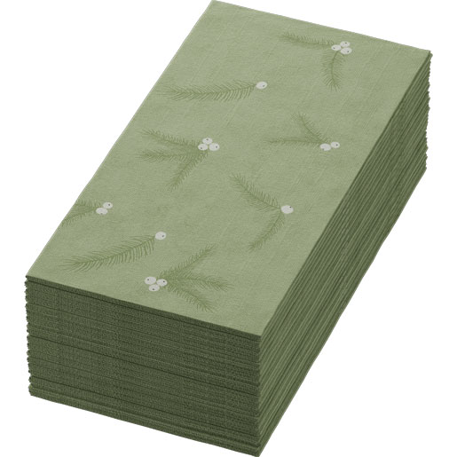 Serviette Bio Dunisoft® 40 x 40 cm Noel Pistachio, 360 pc/carton (6 x 60 pc)