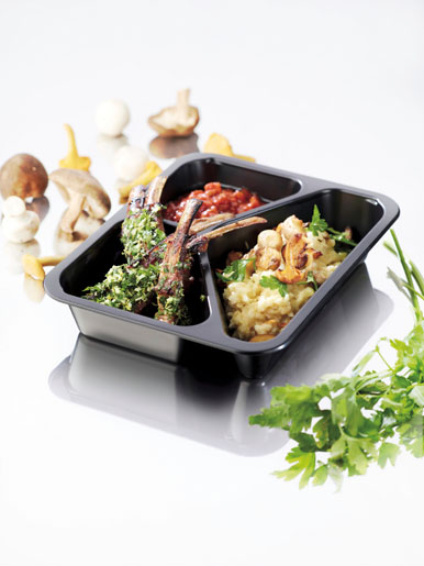 Cater Line Tray 227 x 178 x 40 mm Black 3-Comp, 216 pcs/box (1 x 216 pcs)