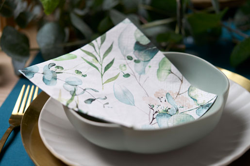 Tissue-Serviette 33 x 33 cm Eucalyptus white 3-lagig, 240 Stk/Krt (12 x 20 Stk)