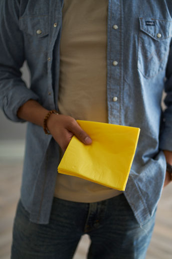 Bio Tissue Napkin 40 x 40 cm Yellow 3-ply, 300 pcs/box (6 x 50 pcs)