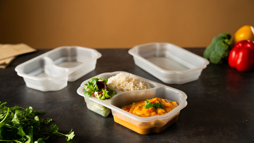 Take-Away Tray 250 x 159 x 48 mm Transparent 3-Comp, 246 pcs/box (1 x 246 pcs)