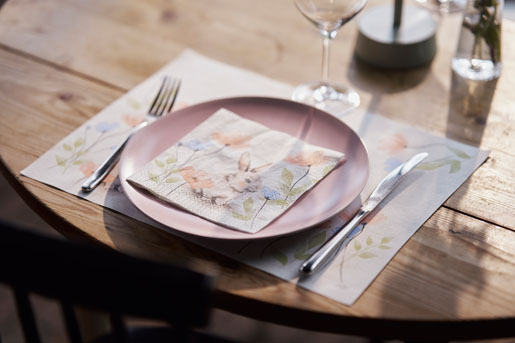 Bio Dunicel® placemat 30 x 40 cm Bunny Bloom, 500 St/Doos (5 x 100 St)