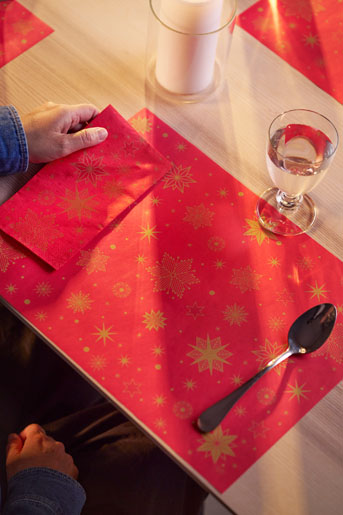 Tissue Napkin 40 x 40 cm Stargazing Red 3-ply, 1000 pcs/box (4 x 250 pcs)