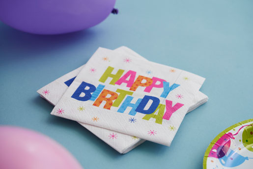 Tissue-Serviette 33 x 33 cm Birthday Stars 3-lagig, 240 Stk/Krt (12 x 20 Stk)