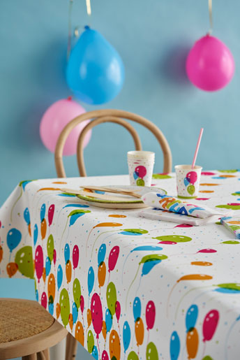 Papier-Tischdecke 120 x 180 cm Splash Balloons, 10 Stk/Krt (10 x 1 Stk)
